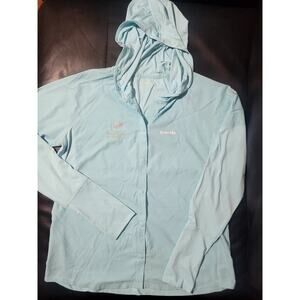 Simms Fishing Womens L BiComp Long Sleeve Snap Up Hoodie Shirt PERSONALIZED LOGO